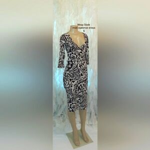 Wrap Style Midi Summer Dress S